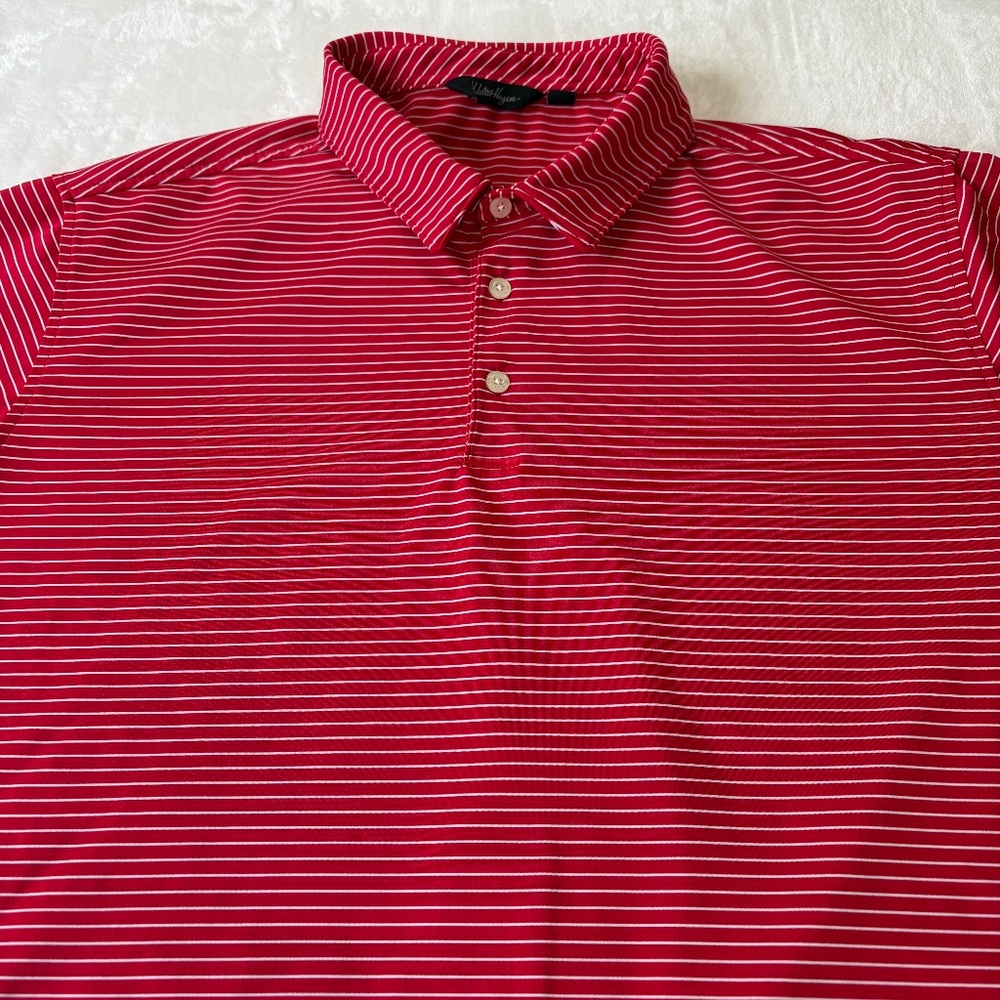 Walter Hagen Golf Polo Shirt Mens Size XL Red & White Striped Performance